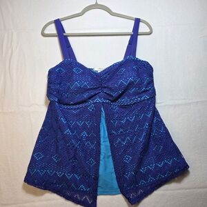 Liz Claiborne Blue And Turquoise‎ Swim Top -  Size: 18W